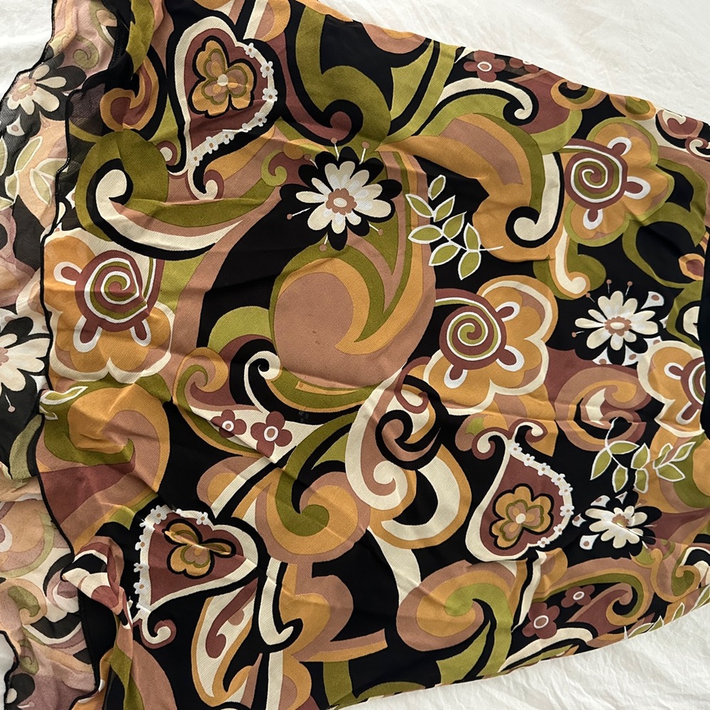 Vintage Floral Skirt with Swirl Patterns